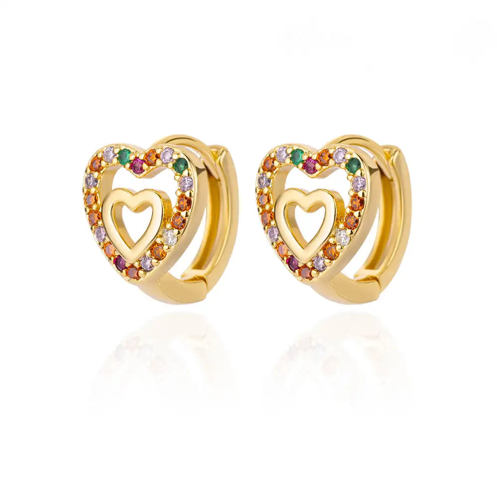 ✨ Hollow Zircon Heart Earrings – Gold Stainless Steel Wedding Jewelry 🔷 أقراط قلب مجوفة مرصعة بالزركون – ستانلس ستيل ذهبي فاخر للنساء والمناسبات