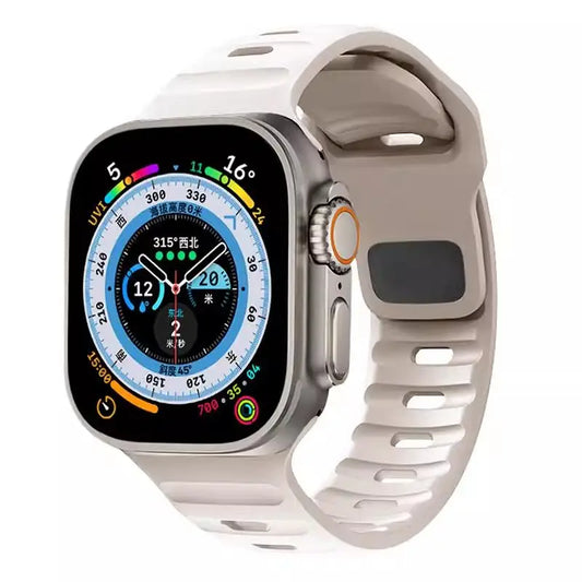 🏃‍♂️ Silicone Sport Strap for Apple Watch – Compatible with Series 9/8/7/6/5/4/3/SE/Ultra (38mm-49mm) | سوار رياضي سيليكون لساعة أبل – متوافق مع جميع المقاسات والسلاسل