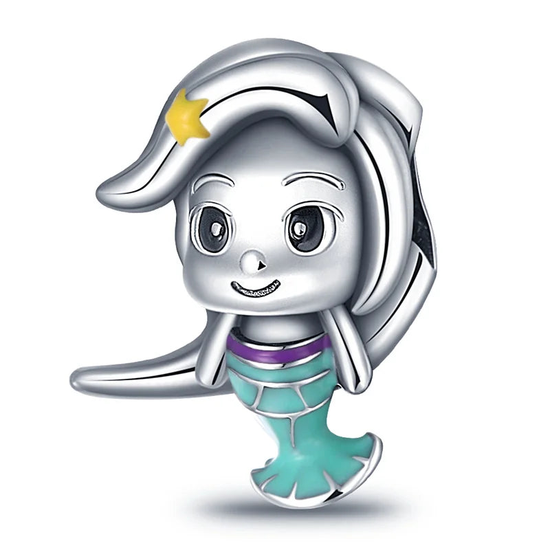 925 Sterling Silver Disney Bead Charm – Mickey, Minnie & Stitch DIY Bracelet Accessory | خرزة فضية أصلية 925 بتصميم ديزني – ميكي، ميني، وستيتش لسوار DIY نسائي أنيق