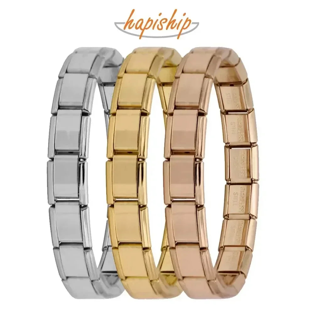 ✨ Hapiship Italian Elastic Charm Bracelet – 9mm Stainless Steel Fashion Bangle 🔷 سوار تشارم مرن إيطالي للنساء من هابي شيب – عرض 9 ملم ستانلس ستيل أنيق