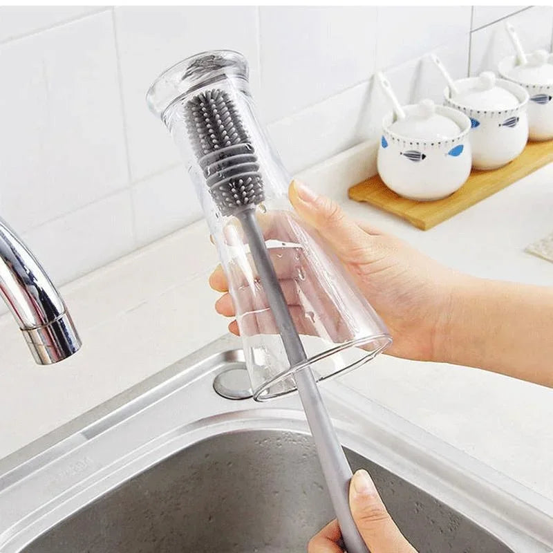 🧽 Silicone Bottle & Cup Cleaning Brush – Long Handle Scrubber for Kitchen & Glassware | فرشاة تنظيف السيليكون طويلة اليد – للأكواب والزجاجات وأدوات المطبخ