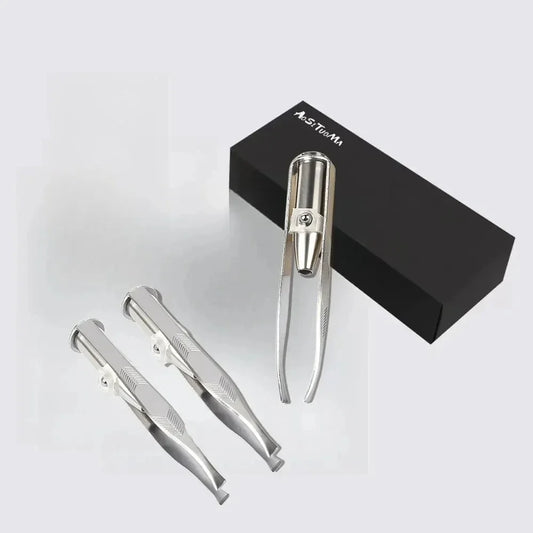💡 LED Light Tweezer Set – Stainless Steel Beauty Tool | ملقط تجميل بإضاءة LED – أداة ذكية من الستانلس ستيل لإزالة الشعر بدقة