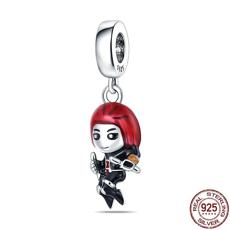 925 Sterling Silver Disney Bead Charm – Mickey, Minnie & Stitch DIY Bracelet Accessory | خرزة فضية أصلية 925 بتصميم ديزني – ميكي، ميني، وستيتش لسوار DIY نسائي أنيق