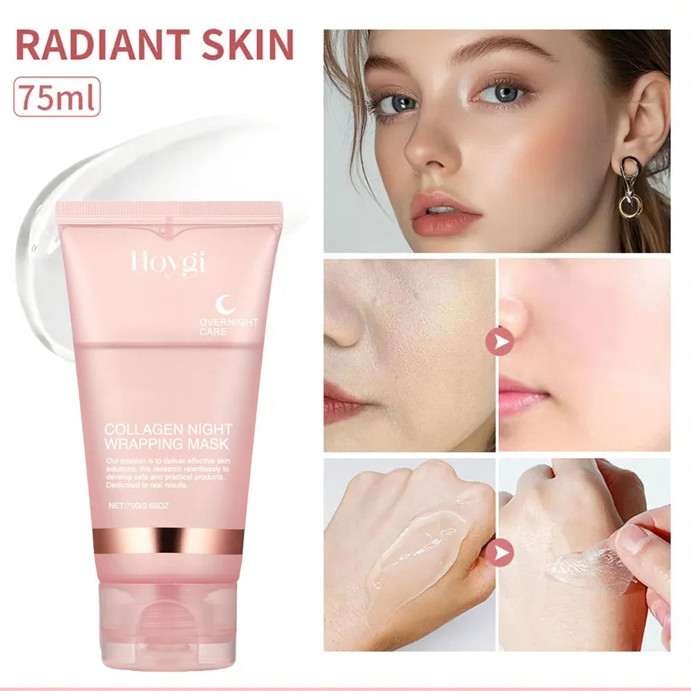 Korean Collagen Overnight Peel-Off Facial Mask – Deep Hydration Night Care Set | قناع ليلي كوري بالكولاجين – ماسك تقشير وتغليف للبشرة يرطّب بعمق أثناء النوم