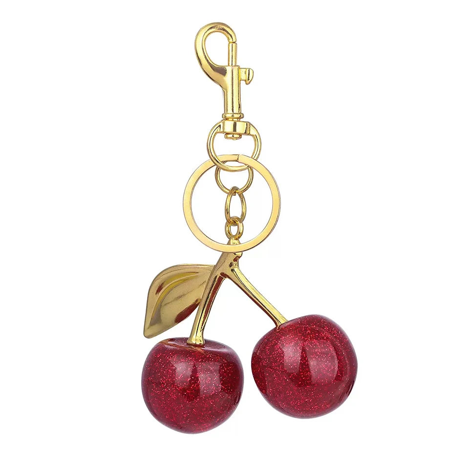 ✨ Fashion Red Cherry Keychain – Summer Fruit Bag Charm for Women & Men 🔷 ميدالية مفاتيح على شكل كرز أحمر – إكسسوار صيفي أنيق للحقائب والمفاتيح
