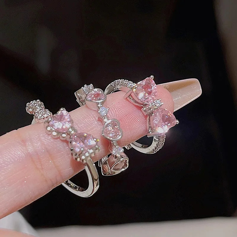 ✨ 2PCS Sparkling Crown Rings – Adjustable Crystal Queen Set for Women & Teens 🔷 طقم خاتمين بتصميم تاج لامع – قابل للتعديل بكريستال أنيق للنساء والمراهقات