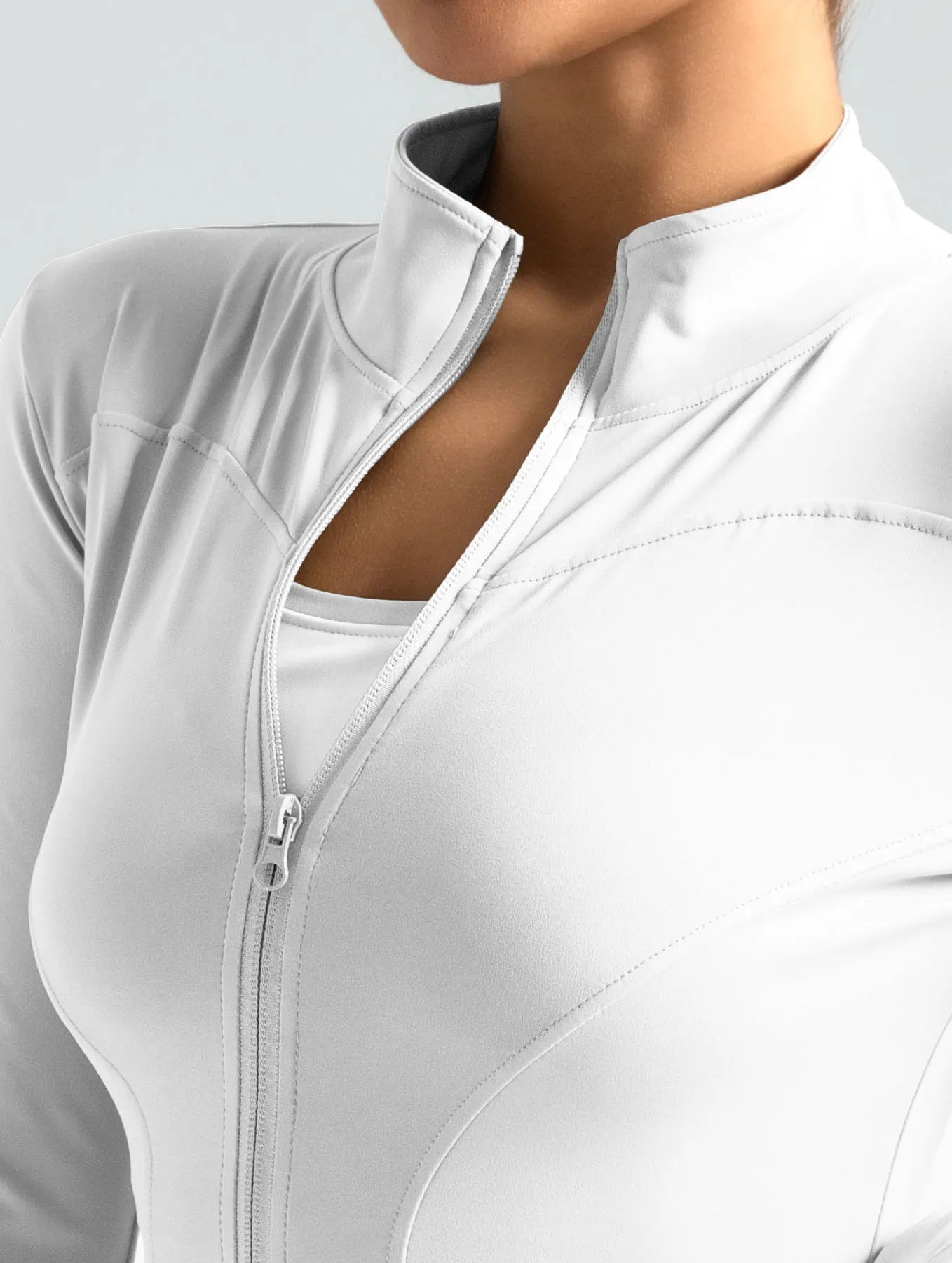 🔥 Women’s Slimming Workout Jacket 💪 – Full-Zip Long Sleeve Yoga & Fitness Top with Stand Collar | جاكيت رياضي نسائي مشد للخصر – سحاب كامل وأكمام طويلة لليوغا والجري