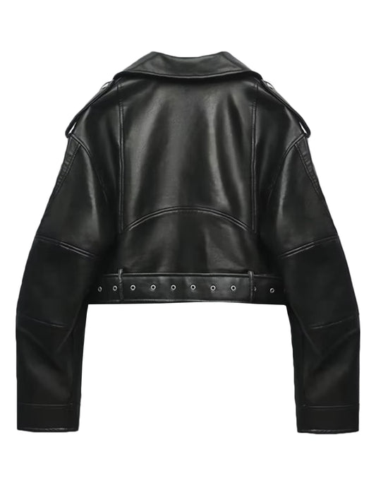 🖤 Fitaylor Women’s Faux Leather Jacket 🧥 – Casual Short PU Biker Coat with Zipper & Lapel | جاكيت جلد صناعي نسائي قصير – تصميم كاجوال بسحّاب وياقة كلاسيكية بأسلوب موتوسيكل