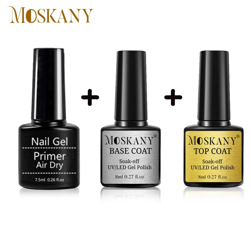 Acrylic Nail Art Set – No-Acid Primer with Base & Top Coat Gel Polish Kit | طقم تصميم الأظافر الأكريليك – برايمر بدون حمض مع طبقة أساس ونهائية من طلاء الجل