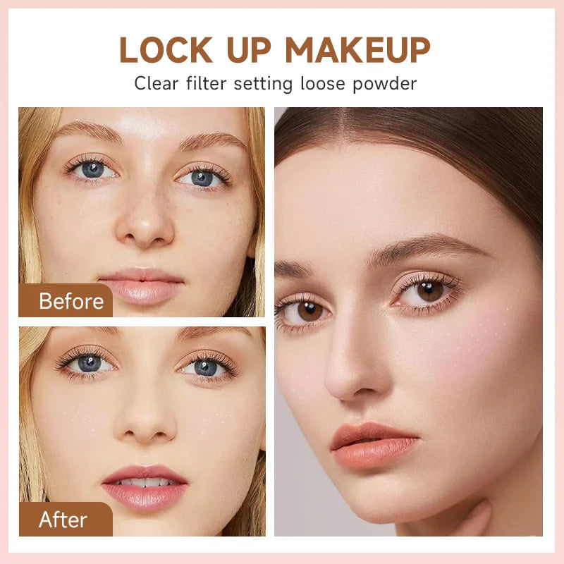 Long-Lasting Oil-Control Matte Loose Powder, Waterproof And Sweat-Proof, Non-Smudge, Covers Fine Lines And Blemishes