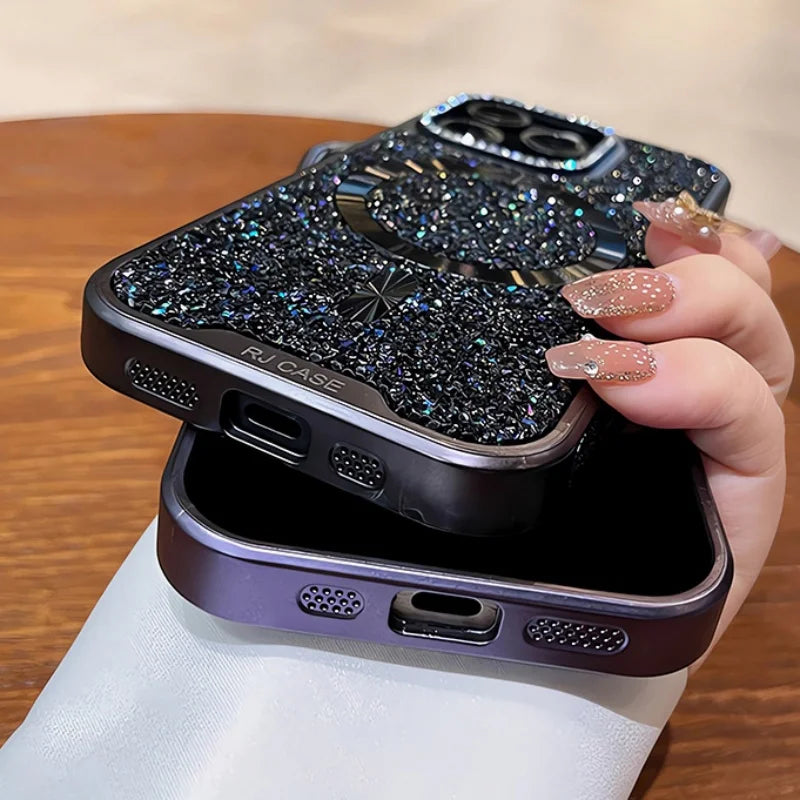 Luxury Bling MagSafe Case with Rhinestone Diamonds for iPhone 17 16 15 14 Pro Max Luxury Back Cover