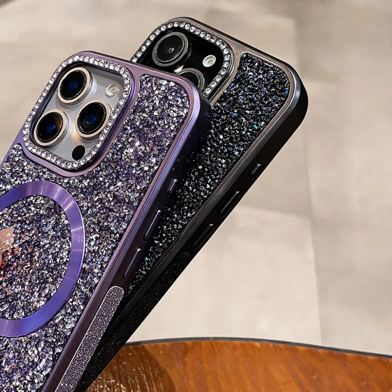 Luxury Bling MagSafe Case with Rhinestone Diamonds for iPhone 17 16 15 14 Pro Max Luxury Back Cover
