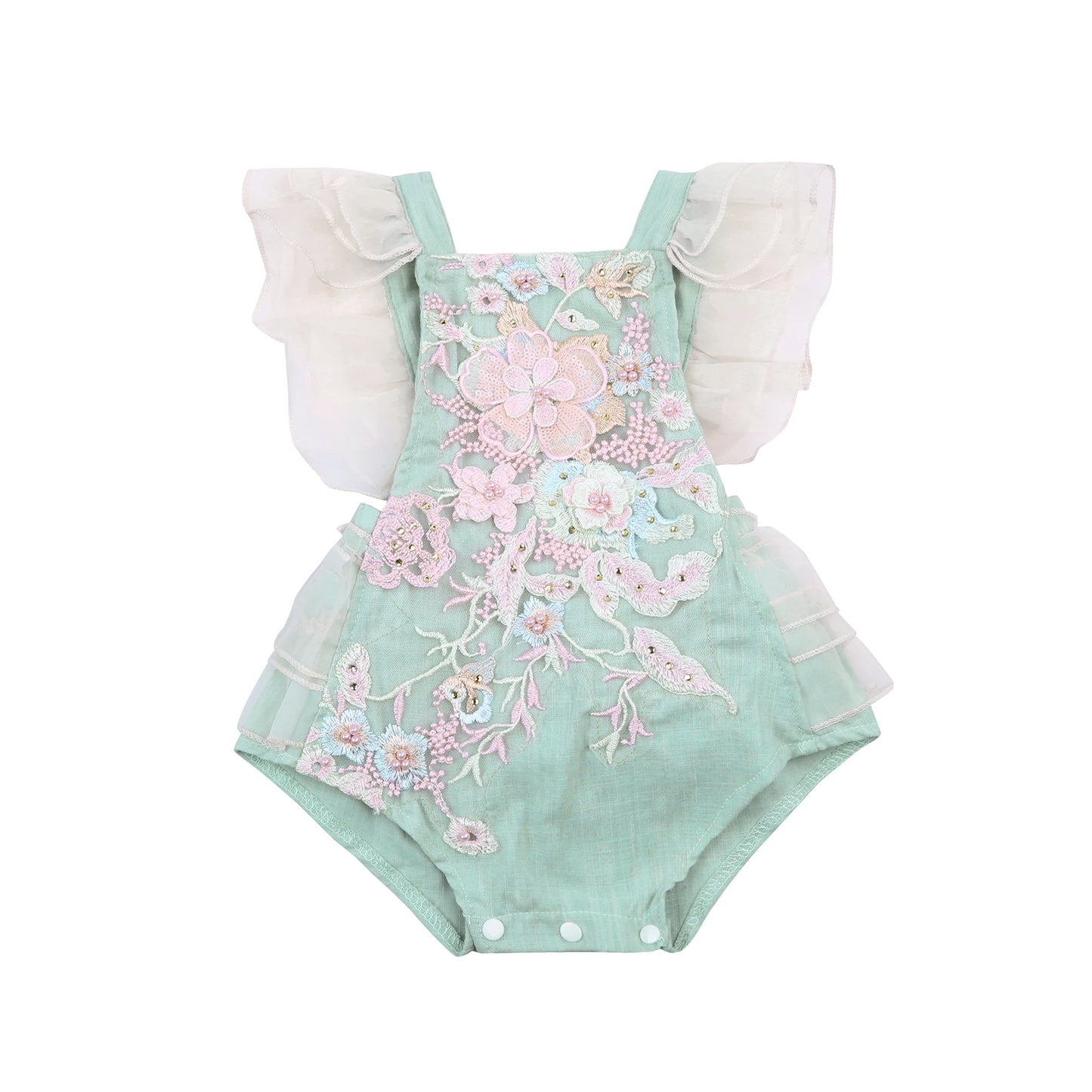 Princess Infant Baby Girls Lace embroidered Romper Sweet Baby Ruffle Fly Sleeve  0-24M