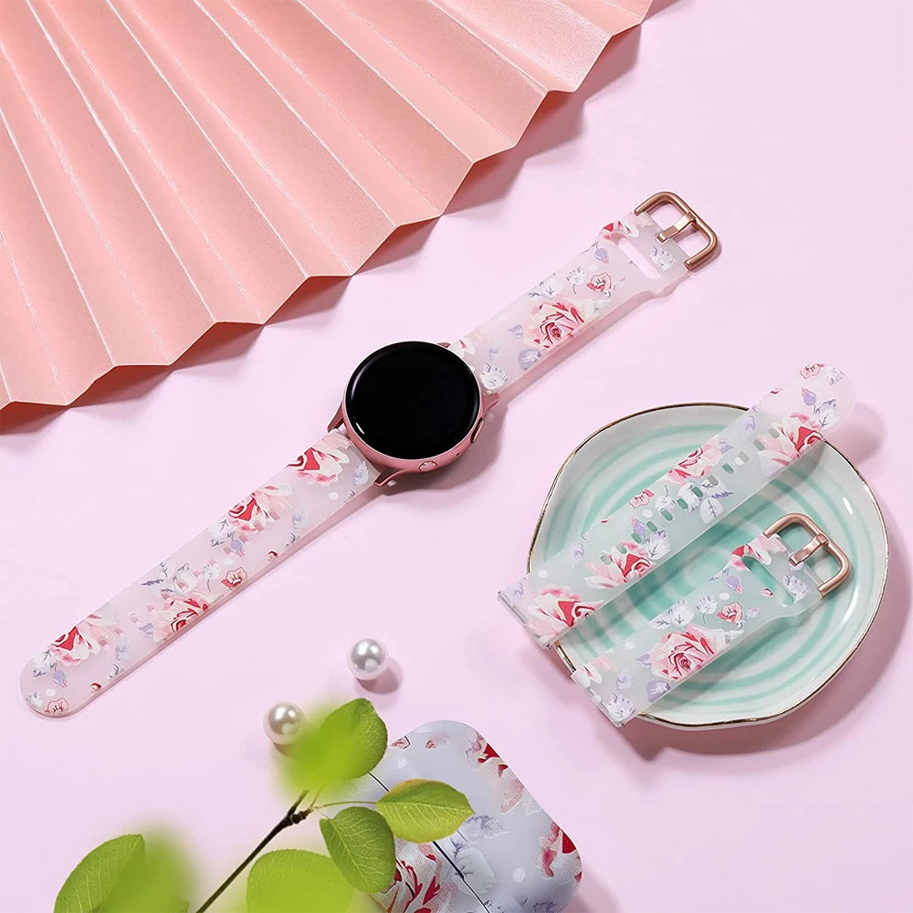 20mm Floral Transparent Soft Silicone Band for Samsung Galaxy Watch (6/5/4 &amp; Classic)