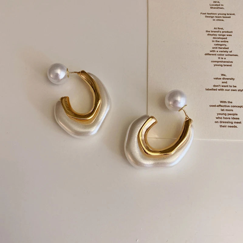 Flashbuy New Trendy Transparent Resin Hoop Earrings for Women Girls Geometric Irregular Metal Acrylic Earrings Party Jewelry