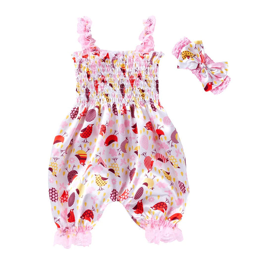 New Girls Summer Backless Romper Baby Lace-up Bloomer