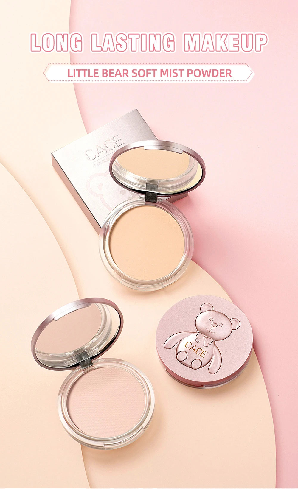 3 Colors Make Up Face Pressed Powder Brighten Oil-control Nude Makeup Setting Powder Foundation Makeup Base Lasting Cosmetics