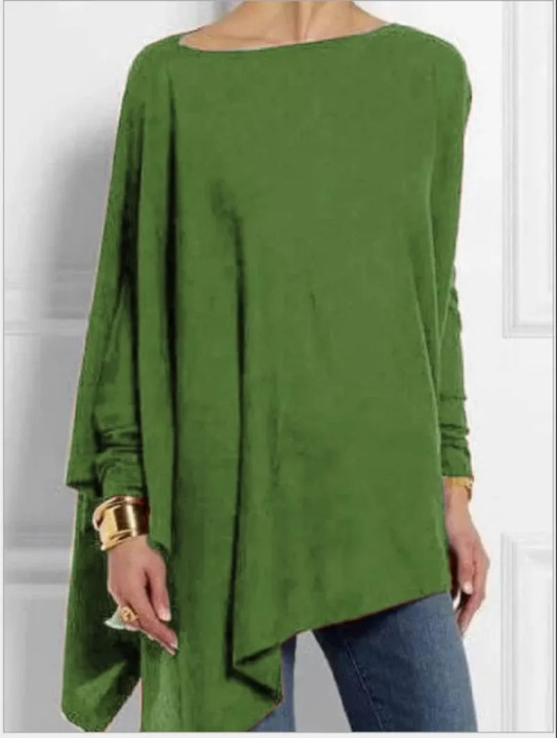 Cotton Irregular Womens Tops And Blouses Casual O Neck Long Sleeve Top Female Tunic 2024 Autumn Plus Size Women Blusas Shirts