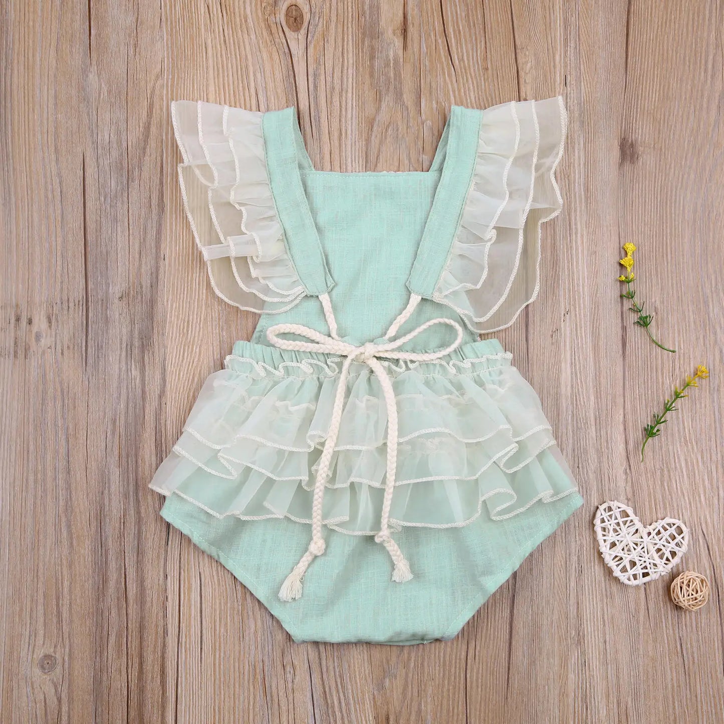 Princess Infant Baby Girls Lace embroidered Romper Sweet Baby Ruffle Fly Sleeve  0-24M