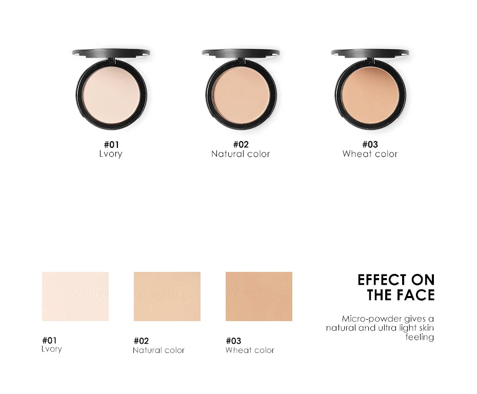 Mineral Face Pressed Oil Control Natural Foundation Powder 3 Colors Smooth Finish Concealer Setting
