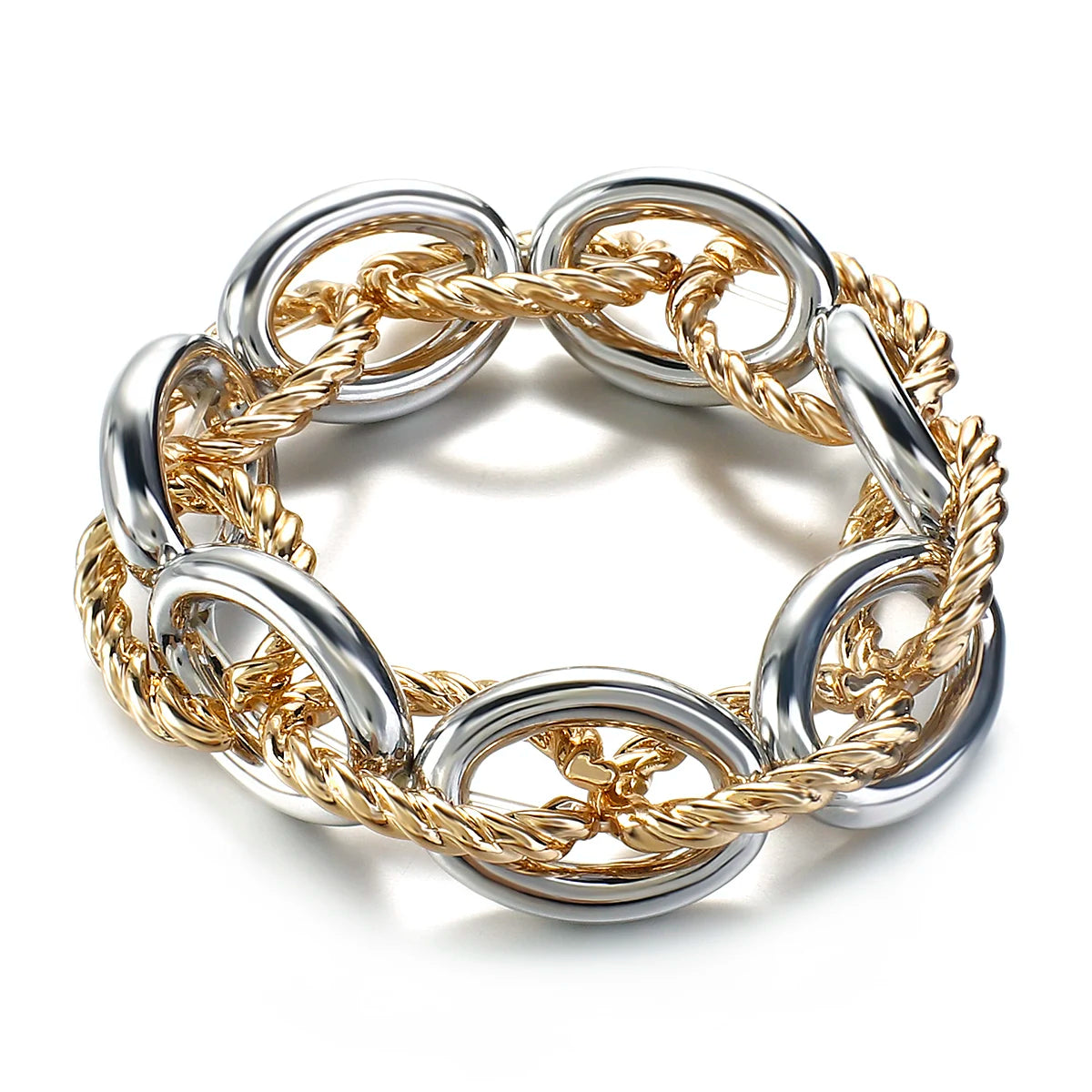 FLASHBUY Punk Fashion Thick Twist Chain Bracelets for Women Men Statement Chunky Metal Chain Bracelet Chic Jewelry