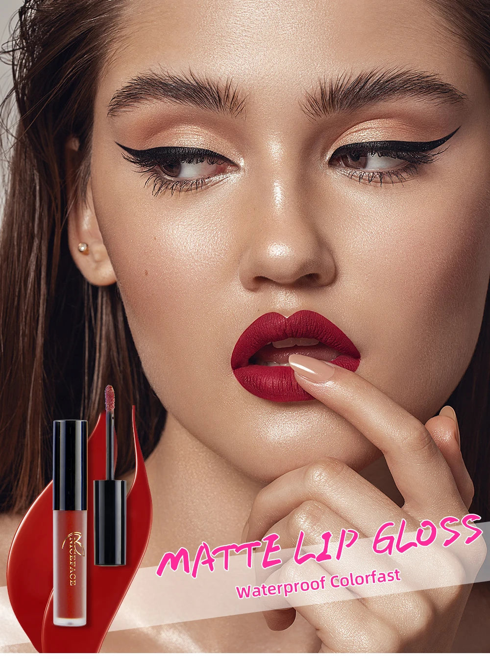 NICEFACE Waterproof Lip Gloss Nude Matte Liquid Lipstick Long Lasting Lipgloss Lip Glace Black Lipstick Purple Sexy Red Lip Tint
