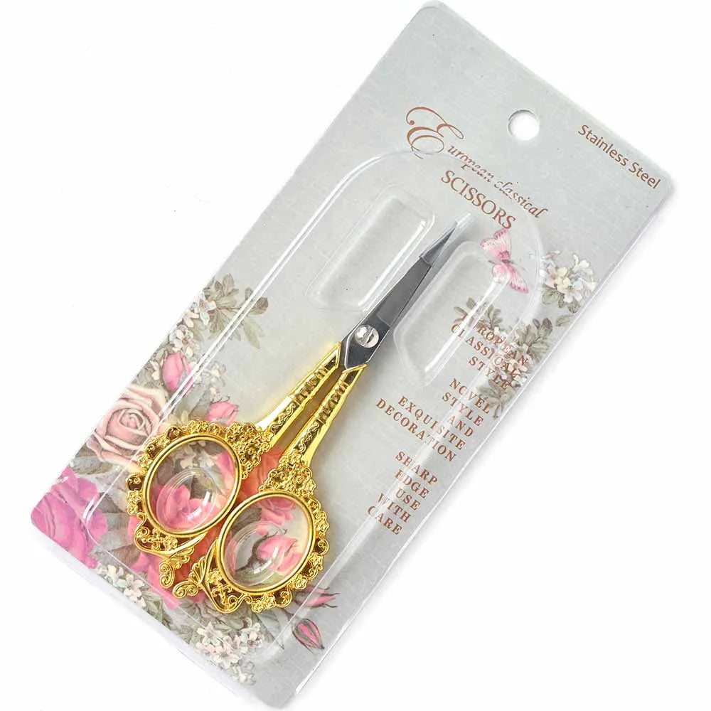 1Pcs Stainless Steel Nail Art Vintage Scissors Retro Nail Art Foil Cutter Blossom Scissor Sewing Fabric Manicure Tool