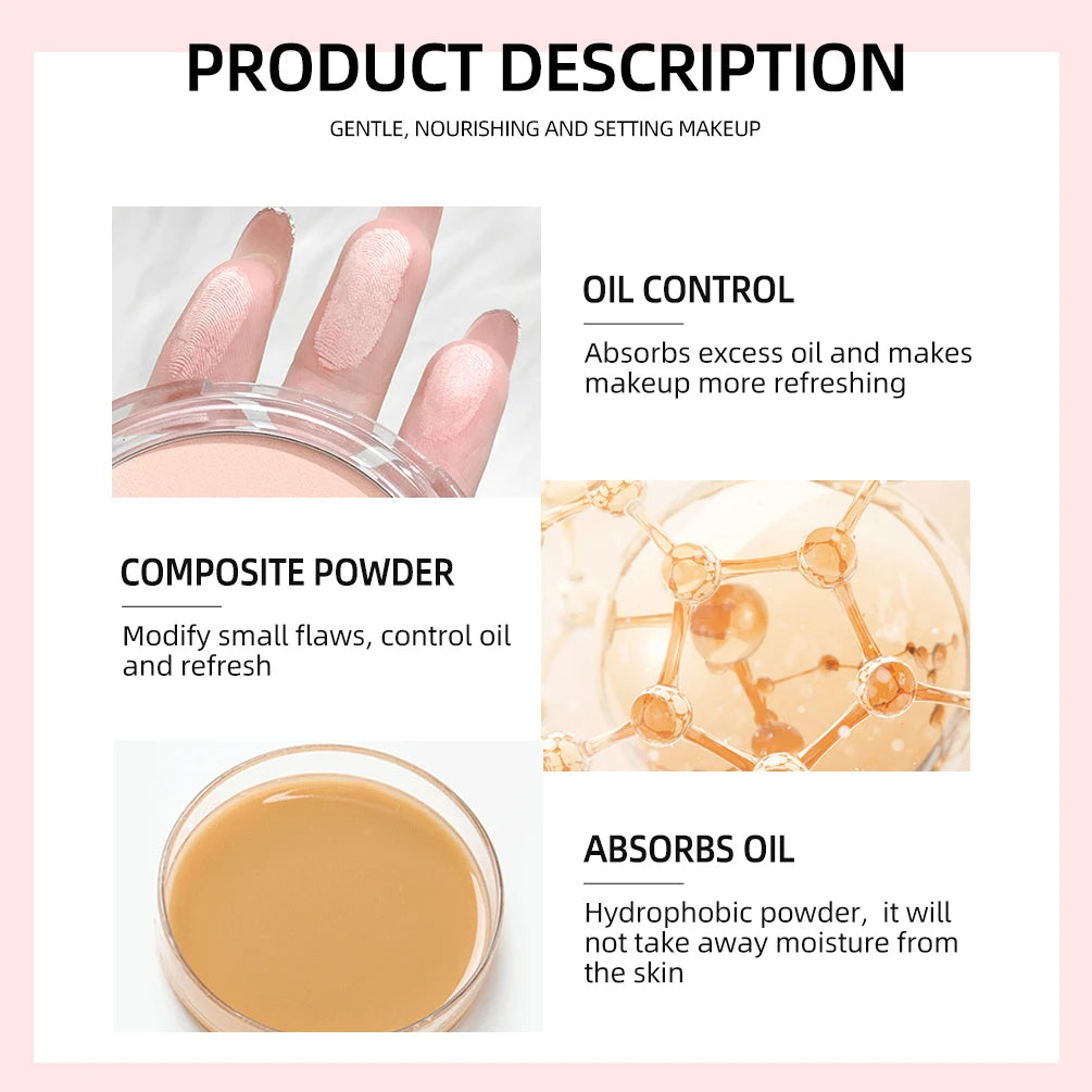 3 Colors Make Up Face Pressed Powder Brighten Oil-control Nude Makeup Setting Powder Foundation Makeup Base Lasting Cosmetics