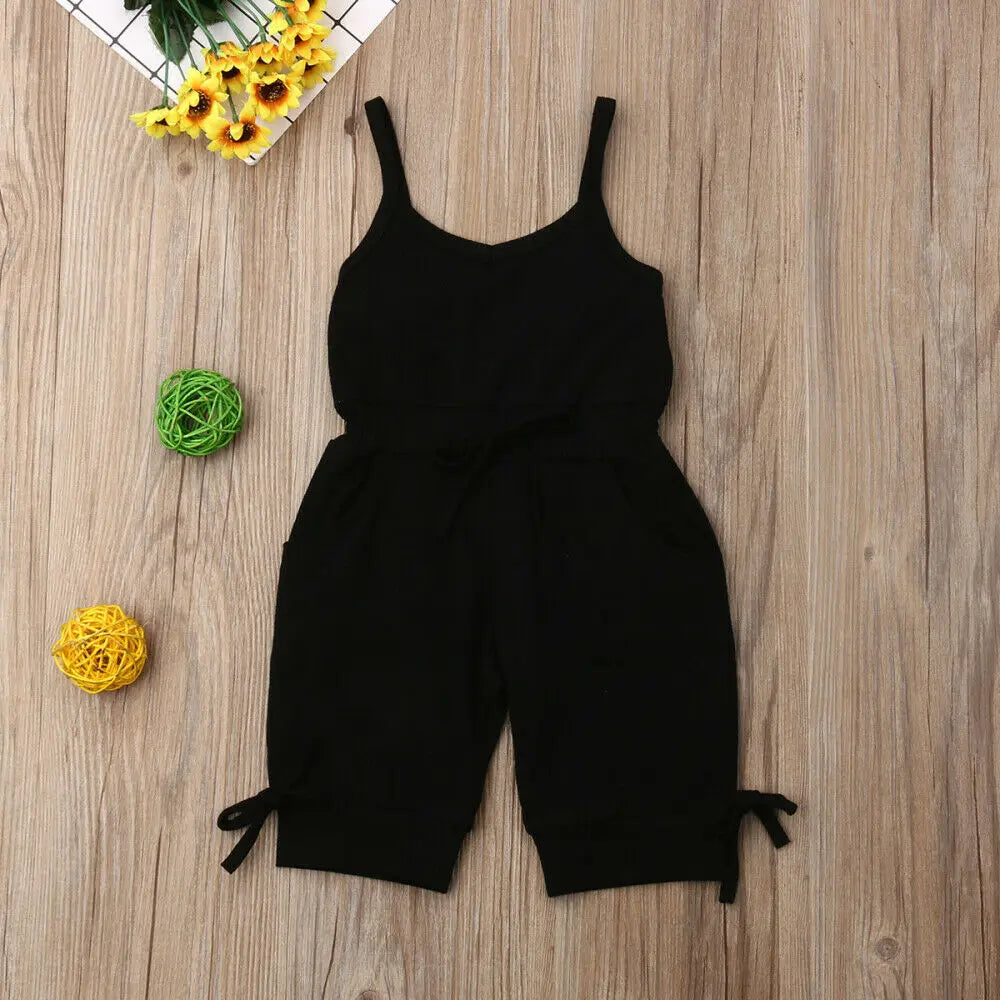 2019 Children Summer Clothing 1-6Y Toddler Baby Girl Solid Romper Bib