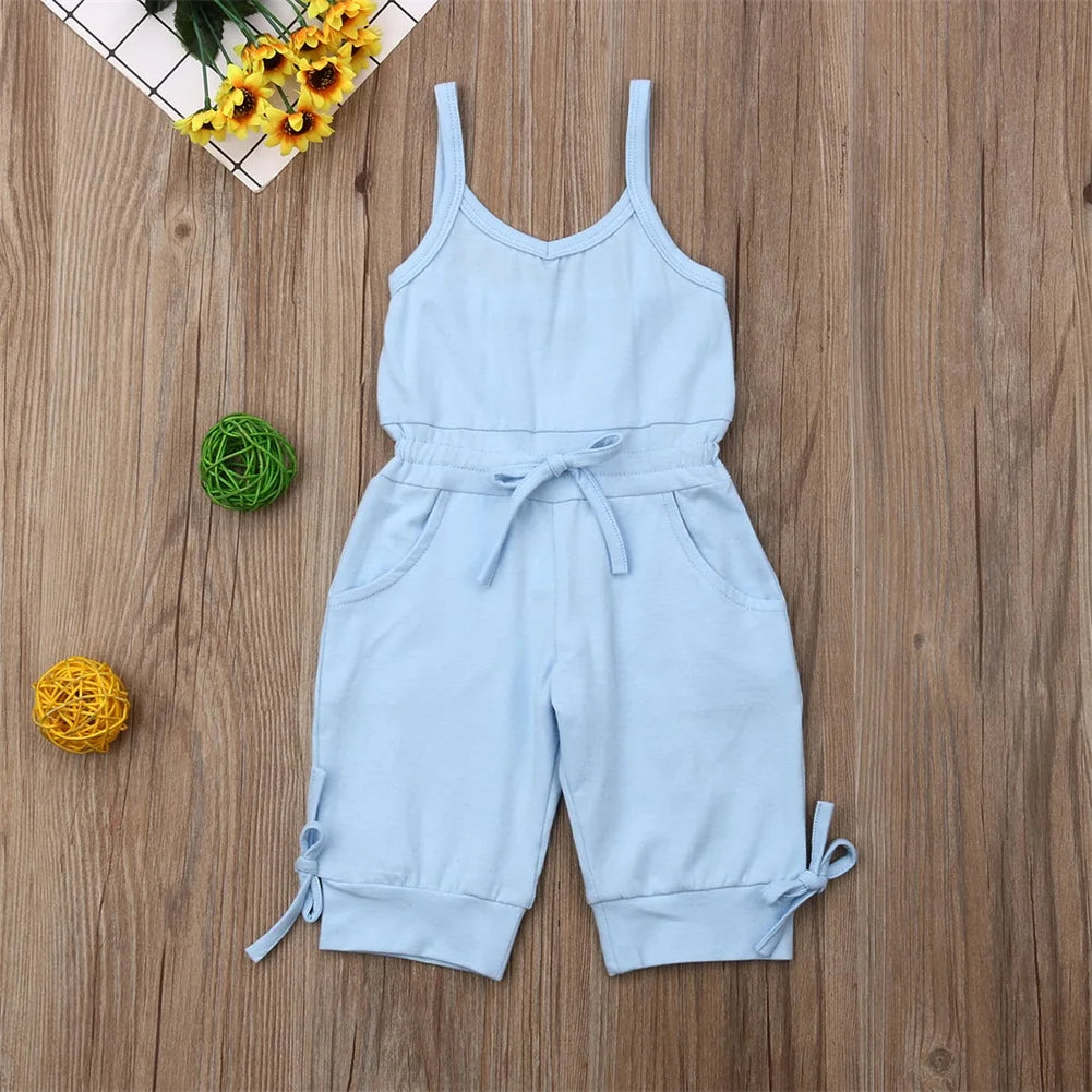 2019 Children Summer Clothing 1-6Y Toddler Baby Girl Solid Romper Bib