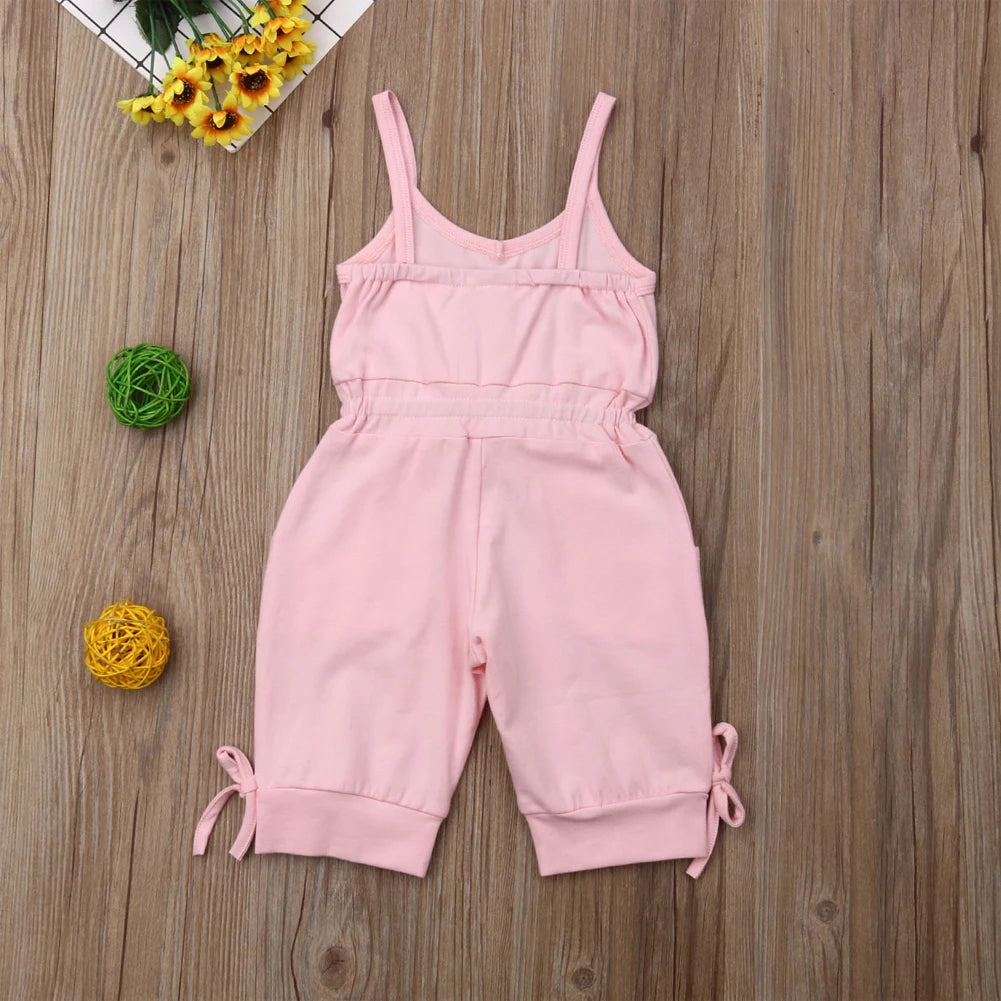 2019 Children Summer Clothing 1-6Y Toddler Baby Girl Solid Romper Bib