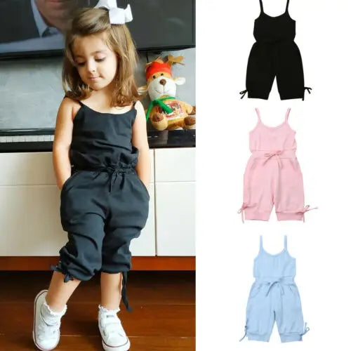2019 Children Summer Clothing 1-6Y Toddler Baby Girl Solid Romper Bib