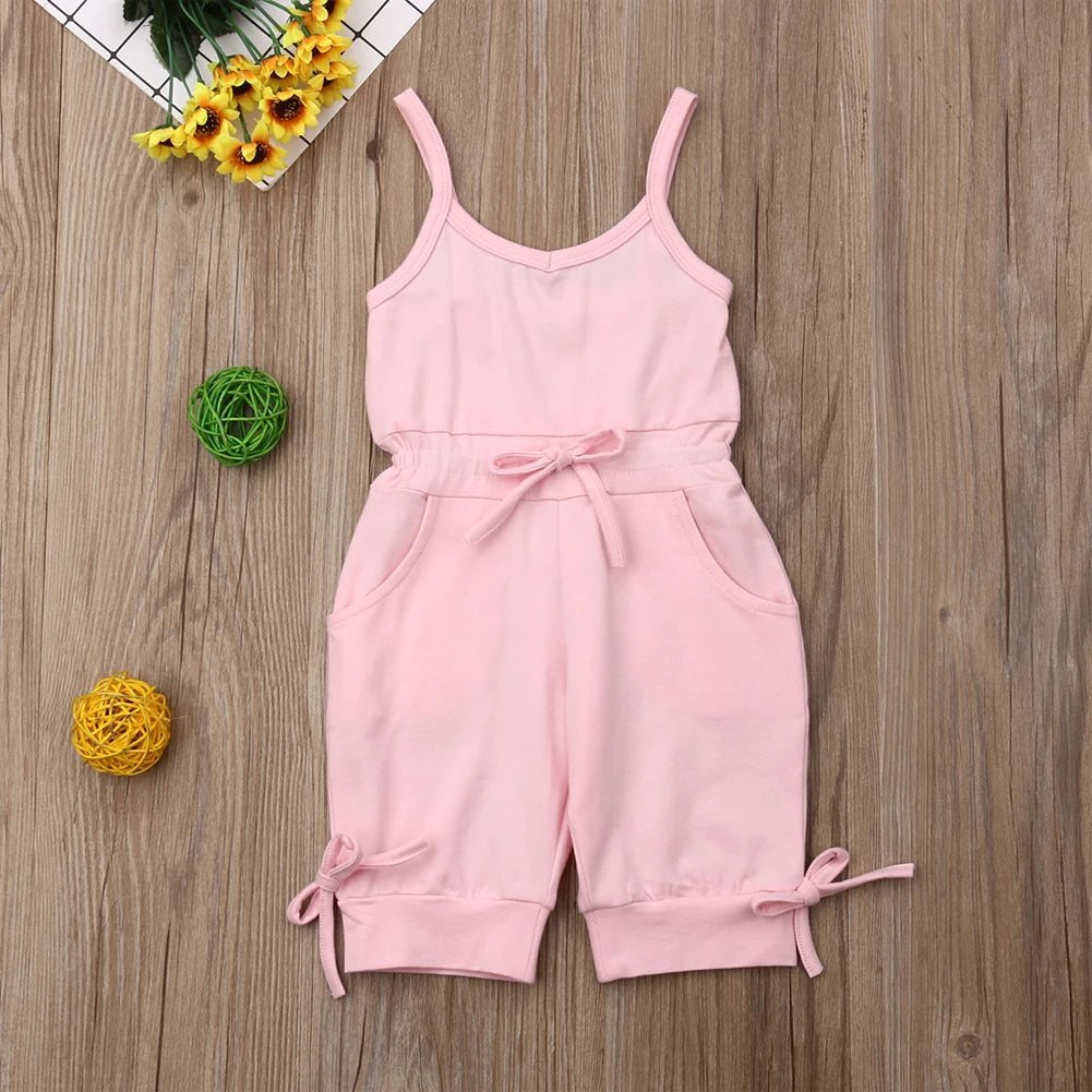 2019 Children Summer Clothing 1-6Y Toddler Baby Girl Solid Romper Bib