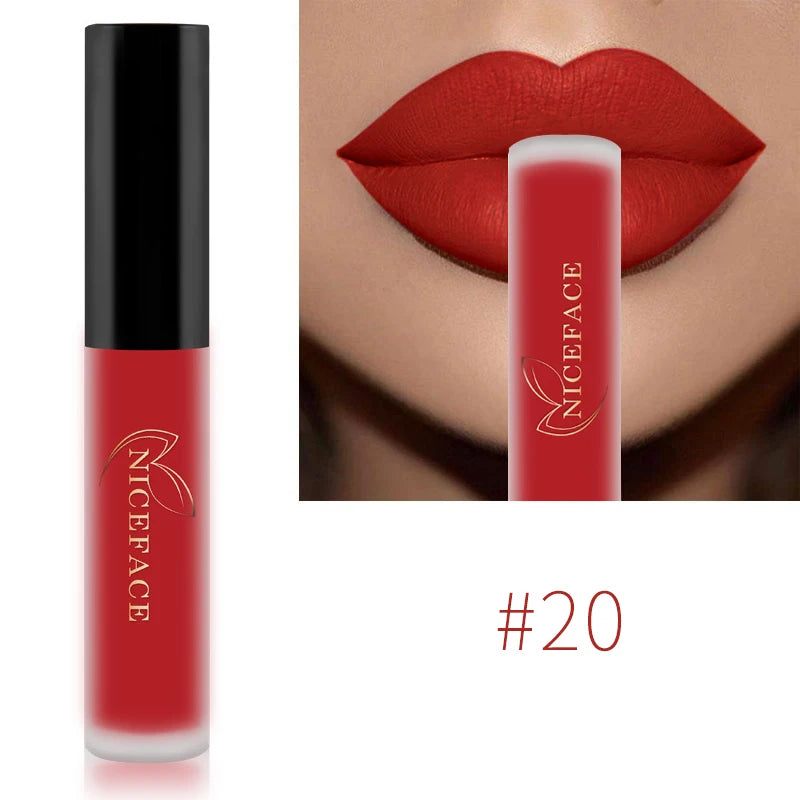 NICEFACE Waterproof Lip Gloss Nude Matte Liquid Lipstick Long Lasting Lipgloss Lip Glace Black Lipstick Purple Sexy Red Lip Tint