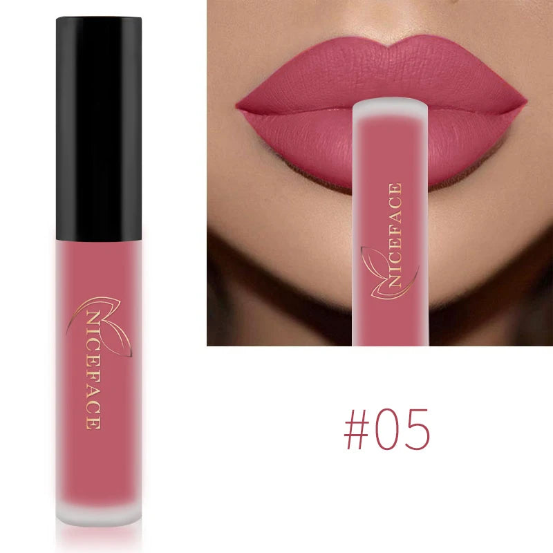 NICEFACE Waterproof Lip Gloss Nude Matte Liquid Lipstick Long Lasting Lipgloss Lip Glace Black Lipstick Purple Sexy Red Lip Tint