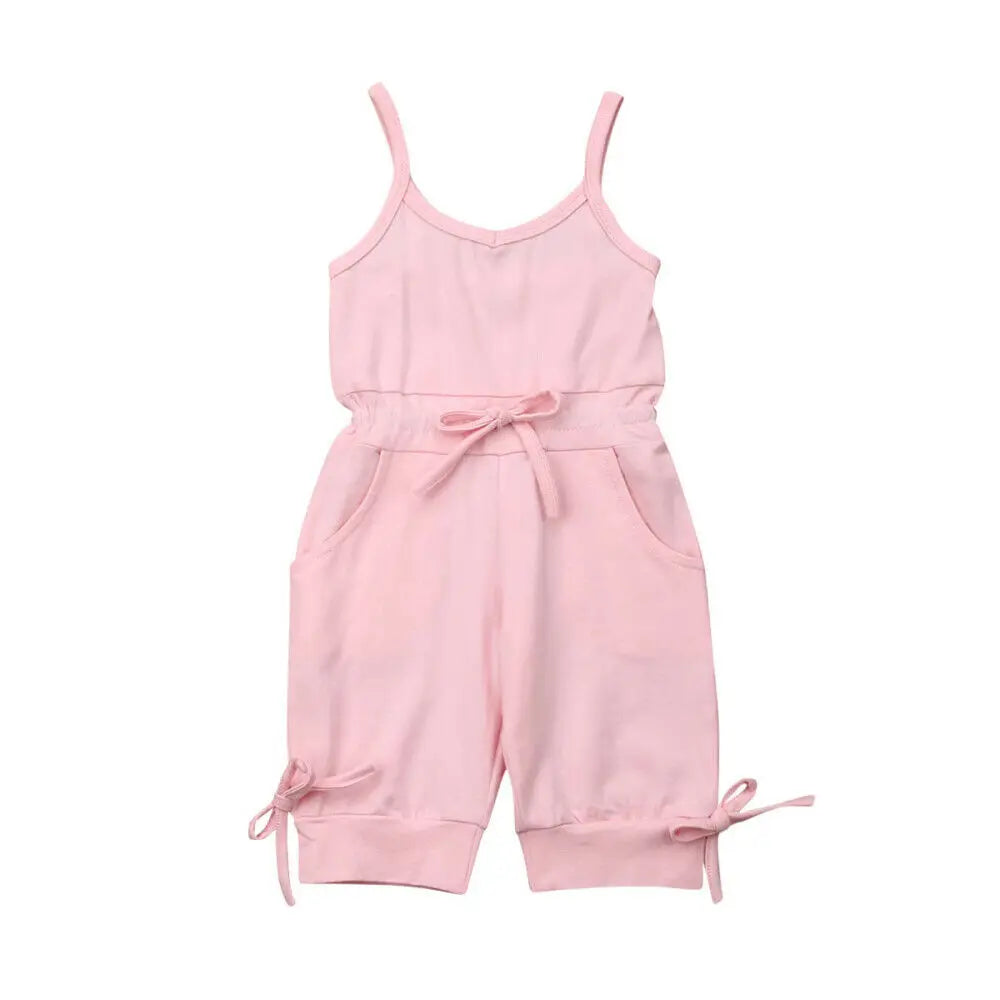 2019 Children Summer Clothing 1-6Y Toddler Baby Girl Solid Romper Bib