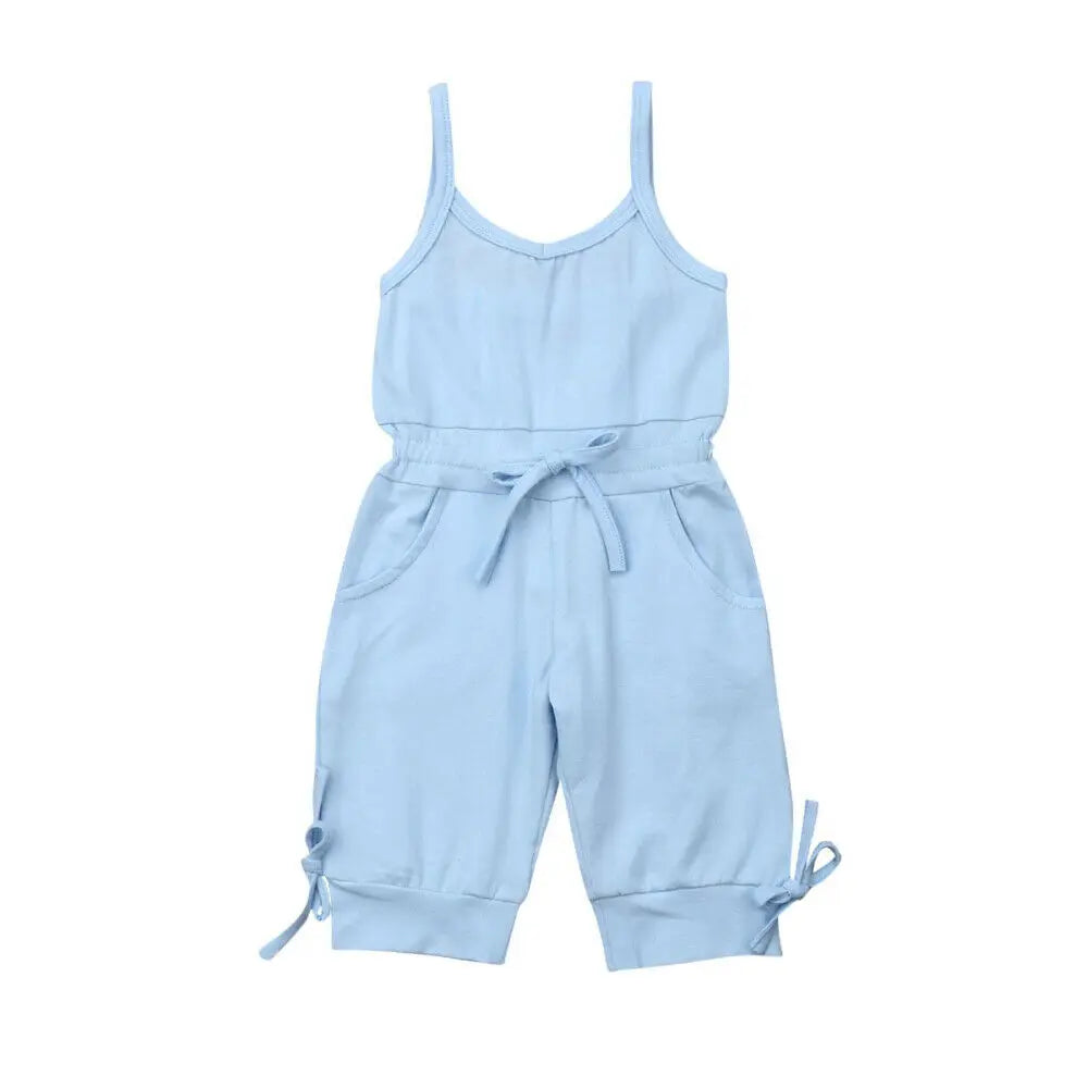 2019 Children Summer Clothing 1-6Y Toddler Baby Girl Solid Romper Bib