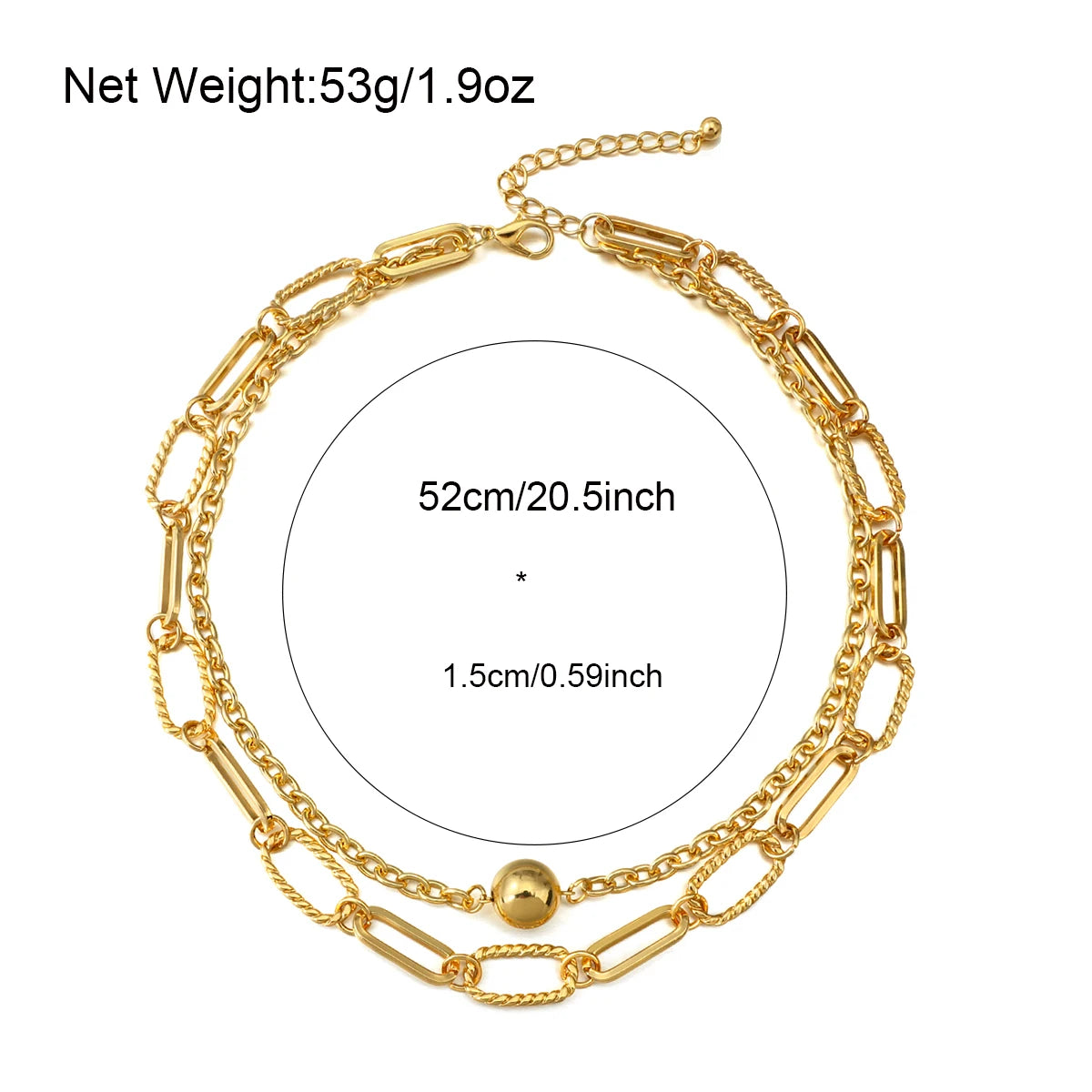 Flashbuy Chunky Multilayer Alloy Gold Color Chain Ball Pendant Necklaces for Women Statement Daily Fashion Jewelry