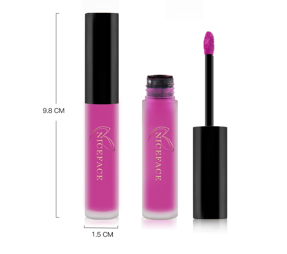 NICEFACE Waterproof Lip Gloss Nude Matte Liquid Lipstick Long Lasting Lipgloss Lip Glace Black Lipstick Purple Sexy Red Lip Tint