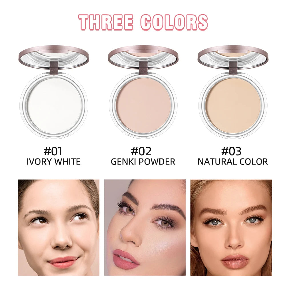3 Colors Make Up Face Pressed Powder Brighten Oil-control Nude Makeup Setting Powder Foundation Makeup Base Lasting Cosmetics