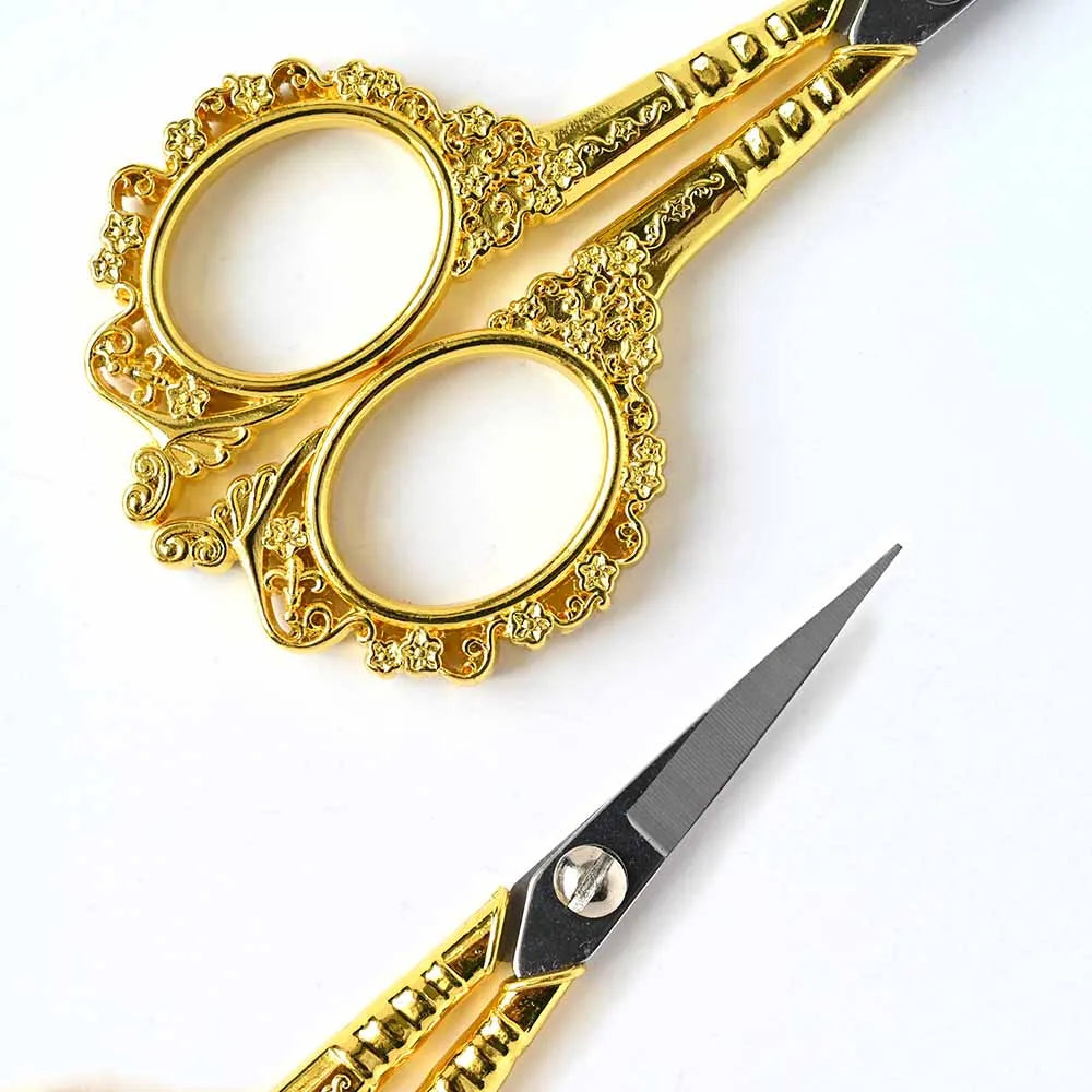 1Pcs Stainless Steel Nail Art Vintage Scissors Retro Nail Art Foil Cutter Blossom Scissor Sewing Fabric Manicure Tool