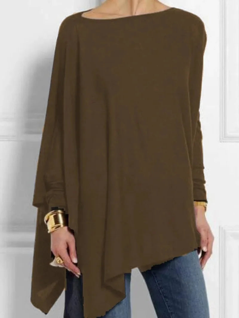 Cotton Irregular Womens Tops And Blouses Casual O Neck Long Sleeve Top Female Tunic 2024 Autumn Plus Size Women Blusas Shirts