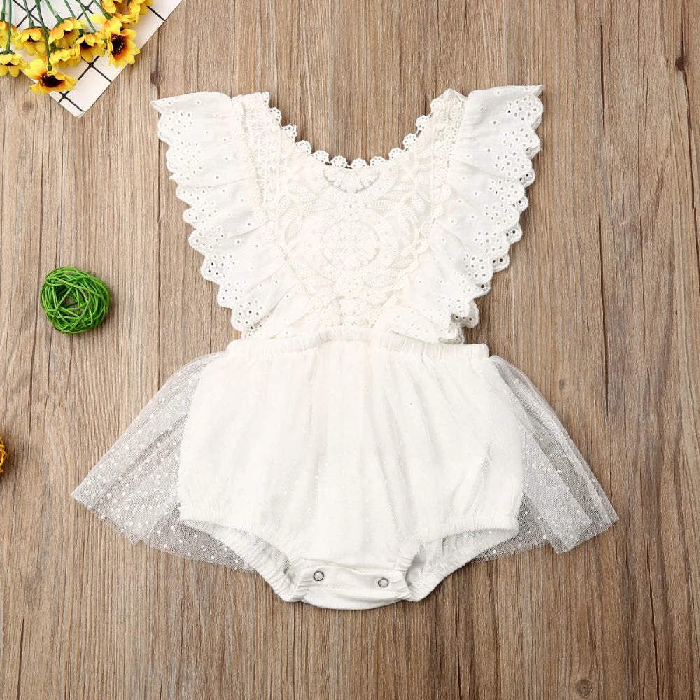 0-24 Months Baby Girl Clothes Girls Flower Lace Romper Newborn Jumpsuit Kids Tutu Princess Outfit Summer Kid One-Pieces Clothing