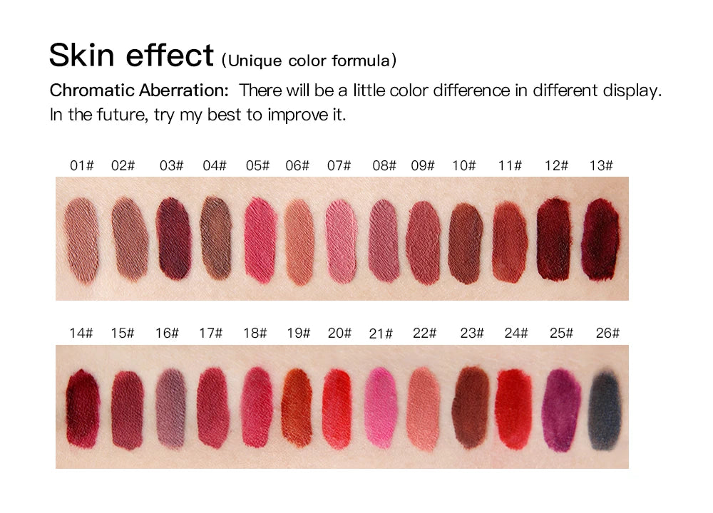 NICEFACE Waterproof Lip Gloss Nude Matte Liquid Lipstick Long Lasting Lipgloss Lip Glace Black Lipstick Purple Sexy Red Lip Tint