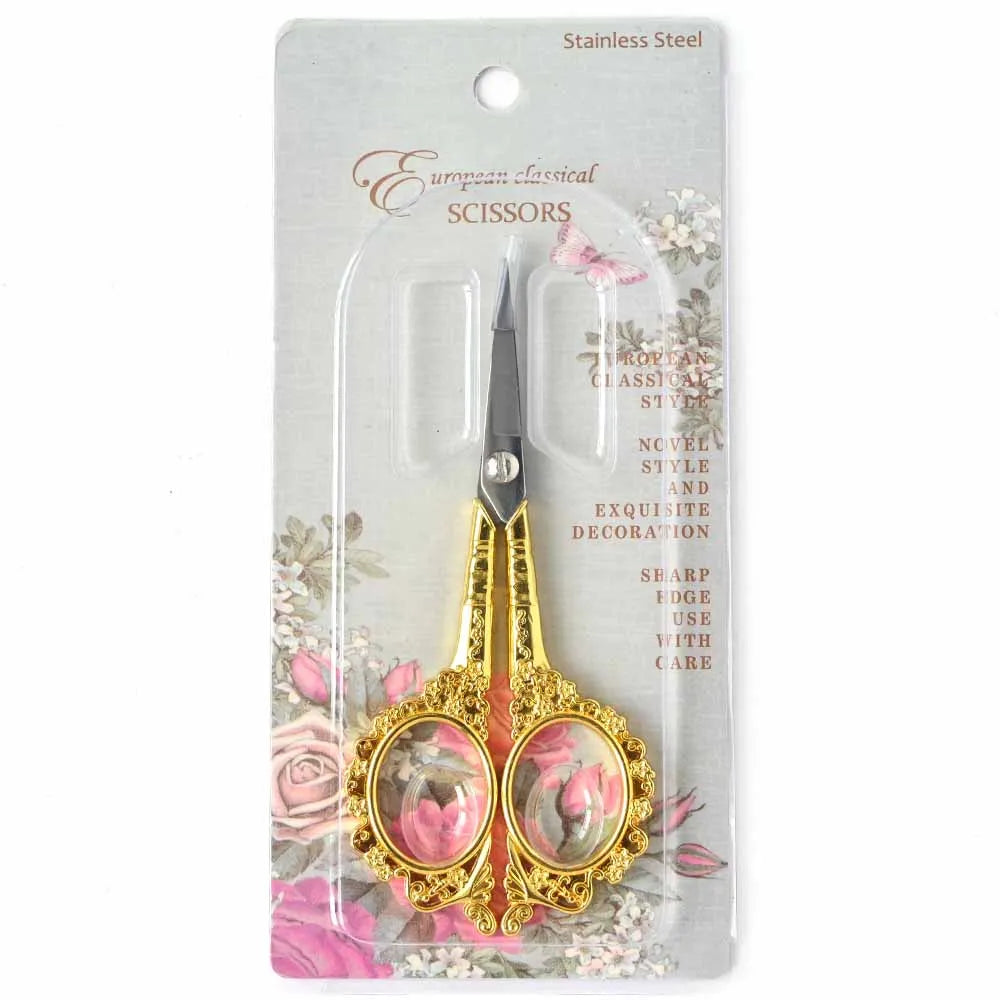 1Pcs Stainless Steel Nail Art Vintage Scissors Retro Nail Art Foil Cutter Blossom Scissor Sewing Fabric Manicure Tool