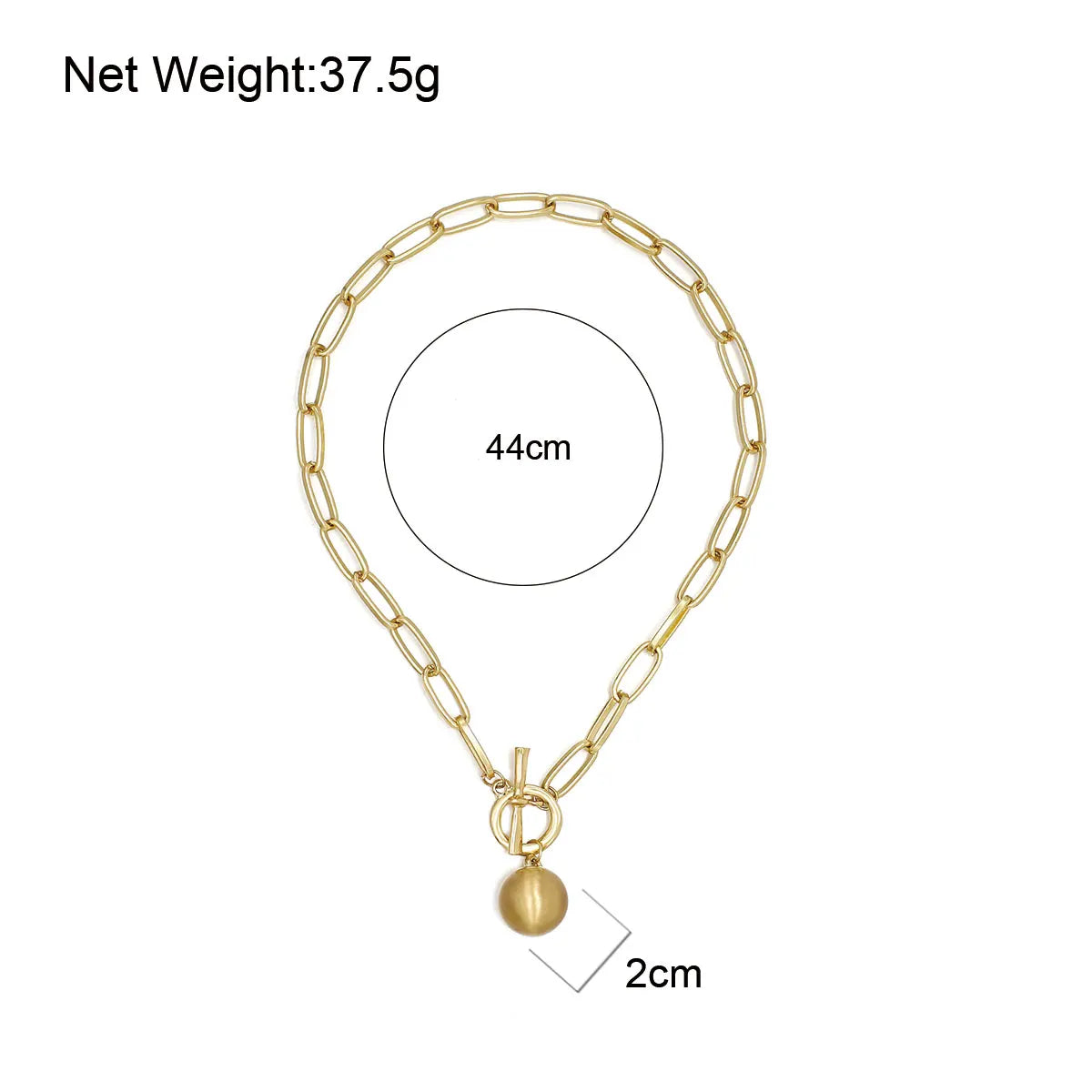 Flashbuy Trendy Gold Color Chain Necklace for Women Statement Alloy Metal Big Ball Pendant Necklace Jewelry