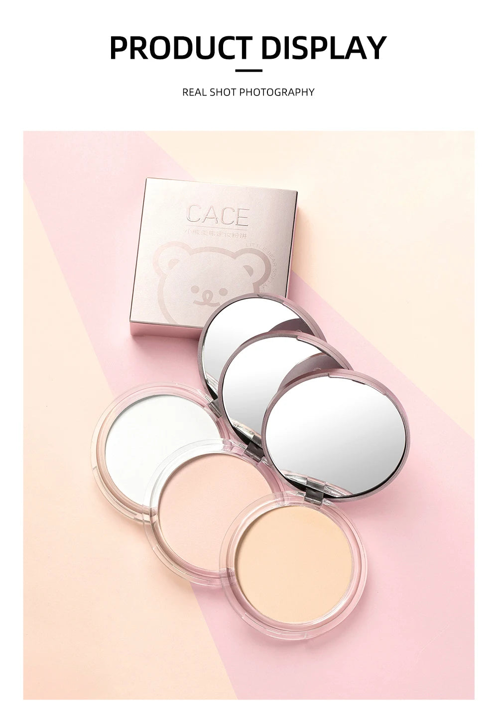3 Colors Make Up Face Pressed Powder Brighten Oil-control Nude Makeup Setting Powder Foundation Makeup Base Lasting Cosmetics