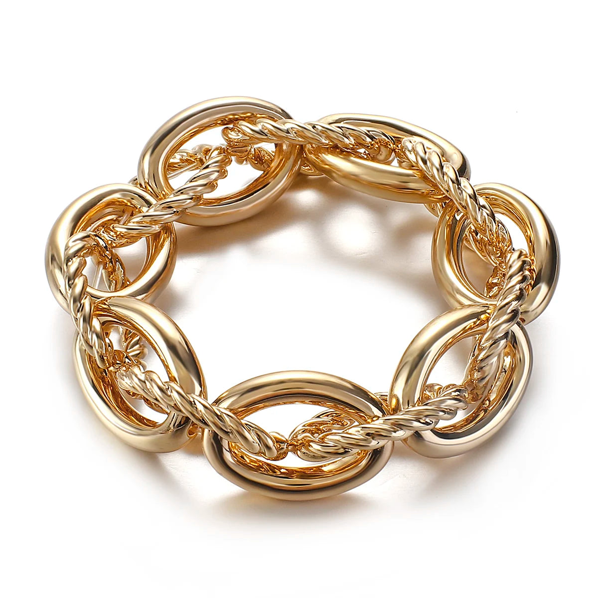 FLASHBUY Punk Fashion Thick Twist Chain Bracelets for Women Men Statement Chunky Metal Chain Bracelet Chic Jewelry