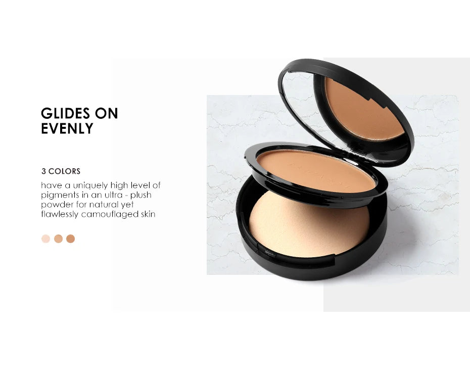Mineral Face Pressed Oil Control Natural Foundation Powder 3 Colors Smooth Finish Concealer Setting