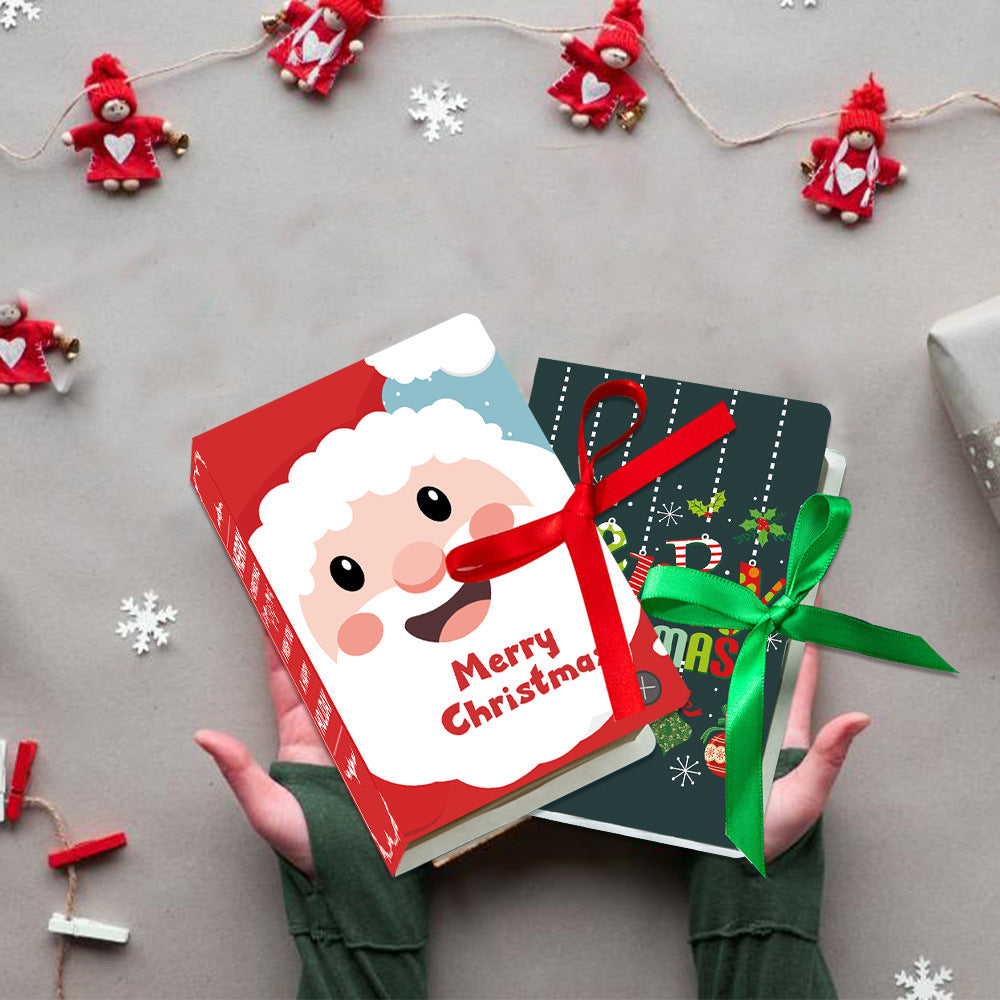 12Pcs Book Shaped Christmas Merry Christmas Winter Paper Decor Funny Candy Treat Boxs For Xmas Decoration Gift Wrapping Boxes